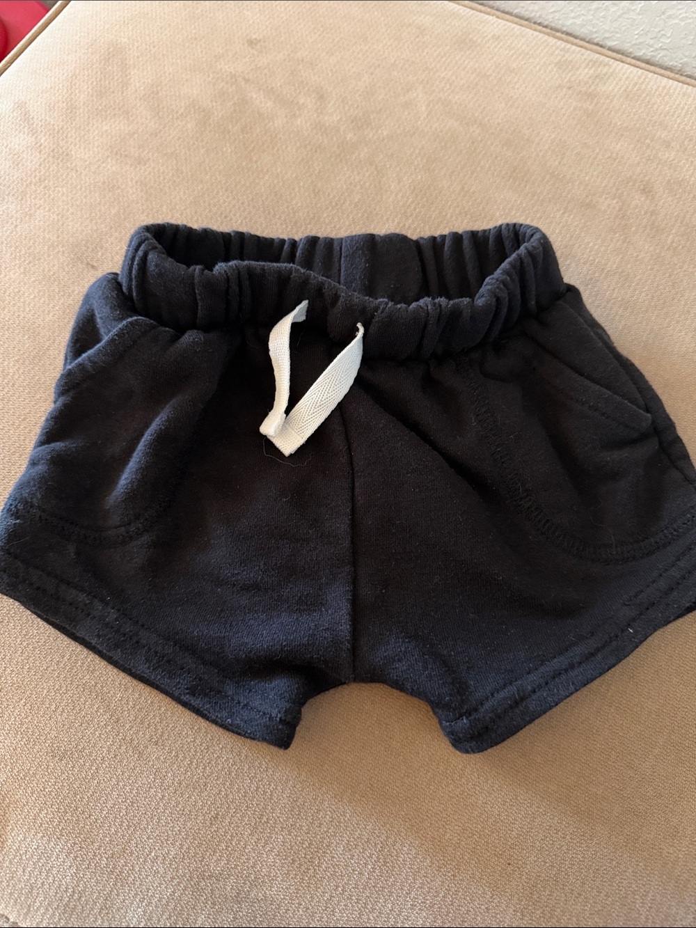 Baby Boy Black Elastic Waist Shorts 3-6M